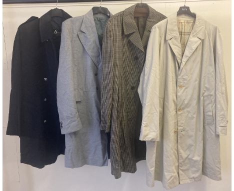 4 men's vintage 3/4 length coats, in varying styles and sizes. 