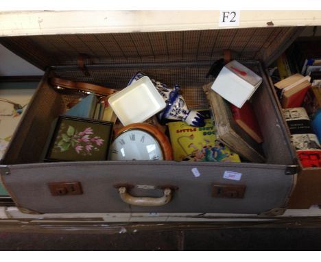CASE OF ITEMS INC CLOCK, BOOKS, BAROMETER ETC  . F3