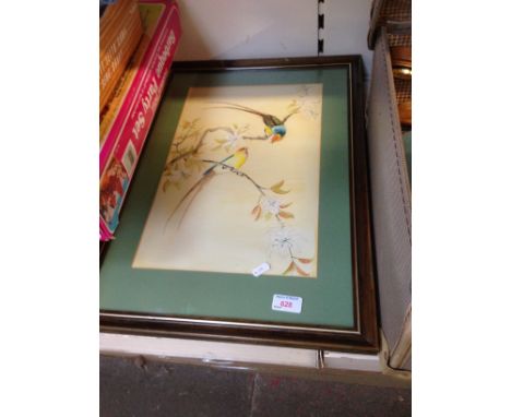 WATERCOLOUR OF BIRDS 41x28CM AND A STILL LIFE PRINT