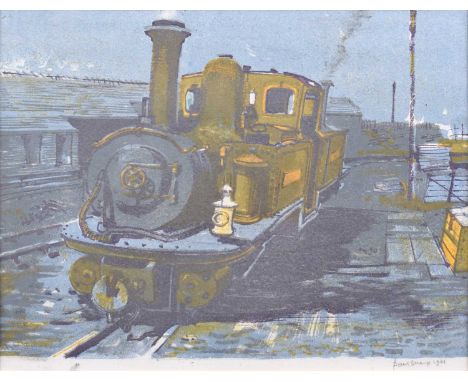 Paul Snaip (British 20th century) Locomotive Signed and dated 1961 in pencil in the margin, four colour lithograph.25 x 33cm 