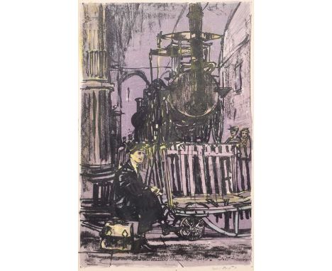 Paul Snaip (British 20th century) Steam train at the museum Signed and dated '59 in pencil in the margin, four colour lithogr
