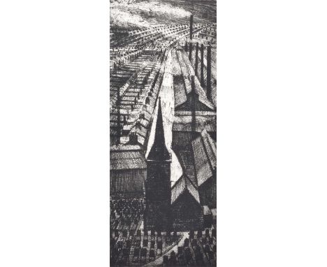 Thomas William Ward (British 1918-2000) Townscape Signed, dedicated and dated '54 in pencil in the margin, etching.plate size