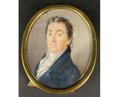 Heinrich SCHÖDL (1777-1838), Portrait eines älteren Herren, Miniatur, signiert Schoedl pinx, Altersspuren, oval, 7 x 5,5 cm