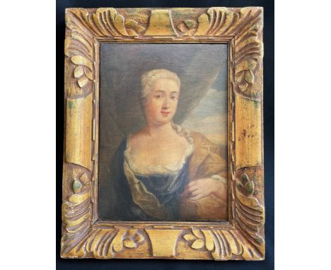 Unbekannter Künstler, 18. Jh., Portrait einer Dame, portrait of a lady, Öl/Lwd (aufgez., alte Arbeit), 29 x 22 cm