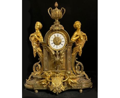 Prunkuhr um 1880, Ankerhemmung, Schlagwerk auf Glocke, läuft an, Uhrwerk ungeprüft, 19th Century Clock, 68 x 57 x 29 cm