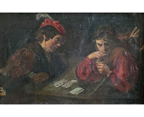Kopie nach Boulogne. Die Falschspieler, unter rechts: "n. Michelangelo..." , nach heutigen Erkenntnisstand wird das Bild Vale