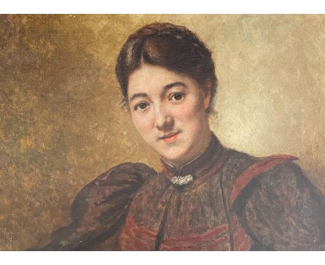 Eduard Daelen (1848-1923), Damenportrait. Portrait of a Lady, signiert und dat. 92 (?) Öl/Lwd, 32 x 42 cm