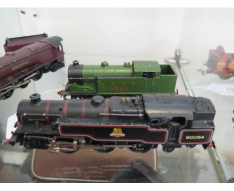 Two Hornby Dublo vintage 3-rail metal die-cast. Black B/R class standard tank 80054 locomotive (1954), green LNER 9596 (1948-