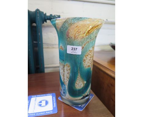 A vintage Mdina glass vase,  in 'Tiger' blue colours,  signed to base, 24 cm high 