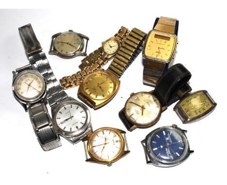 A collection of wristwatches, including Rotary, Oris, Seiko, Avia and others 