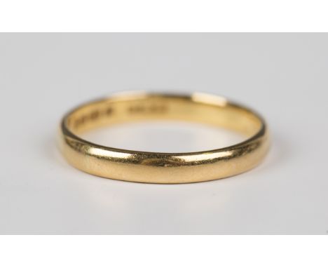 A 22ct gold wedding ring, inscribed within the band, London 1956, weight 3.1g, ring size approx O.Buyer’s Premium 29.4% (incl