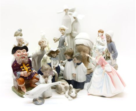 A collection of ceramic figures, to include Lladro, NAO, Royal Doulton and Royal Worcester