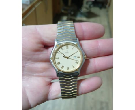 EBEL, a bi-metal quartz wristwatch, case width 36mm, bracelet strap with snap clasp. Condition - appears in working order, ti