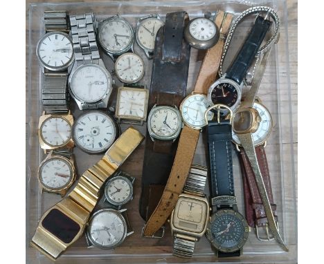 A tray of assorted mainly vintage watches.