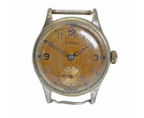 GRANA, a rare WWII military wristwatch, circa 1940, white dial, 15 jewel manual wind movement cal. K.F.320, case back marked 