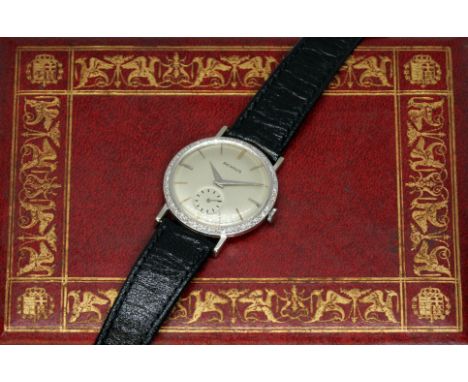 BENRUS, a diamond bezel vintage wristwatch, ref. 24175, case diameter 33mm, marked 14K GOLD, 17 jewel manual wind movement mo