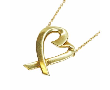 PALOMA PICASSO FOR TIFFANY & CO, a Loving Heart pendant, marked 750 and also with makers mark and signature, length 22mm, on 