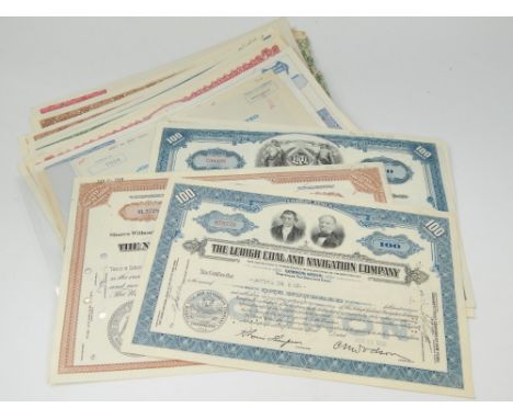 Scripophily;- c.40 principally U.S. share certificates, including railroad, navigation and shipping, and industrials.