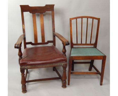 A large mahogany open armchair, and a Georgian side chair, (2).