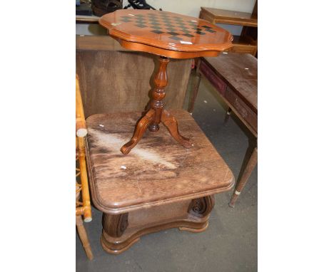 A tripod games table and a rectangular coffee table (2)