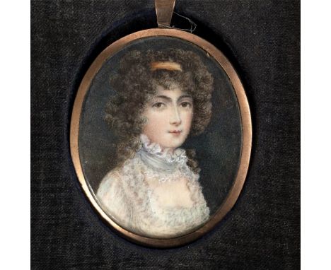 Early 19th Century School oval miniature portrait of a lady, 6cm x 5cm