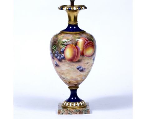 Royal Worcester vase shape number 3484, painted by David R. Bowkett, now fashioned as a lamp,31cm high