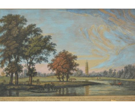 After Paul Sandby coloured engraving of the Royal gardens at Kew, 28cm x 41.5cm, coloured map of the East Riding of Yorkshire