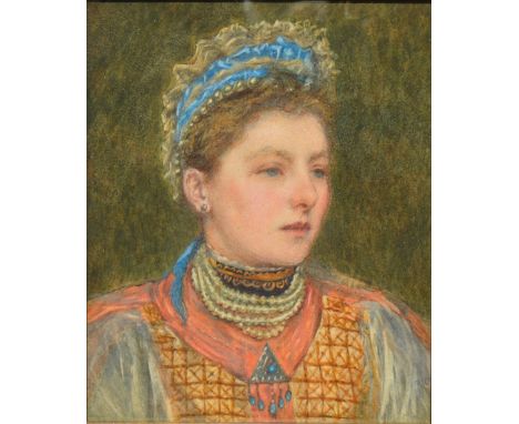 19th Century English School portrait of a lady, watercolour, (18cm x 14cm)