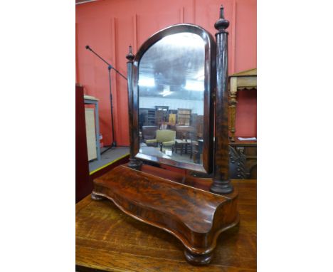 A Victorian flame figured toilet mirror, 86cms h 