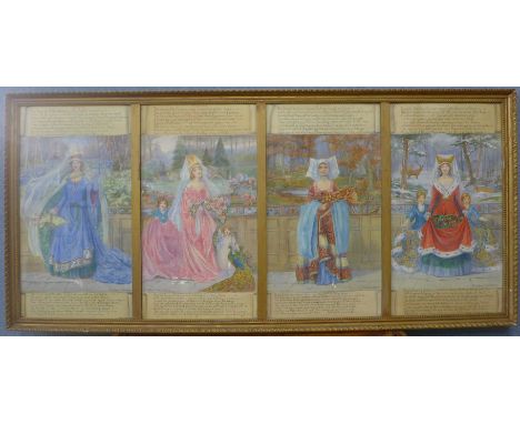 Christine M. Wells ABWS, The Four Seasons, watercolour, each 52 x 28cms, framed 