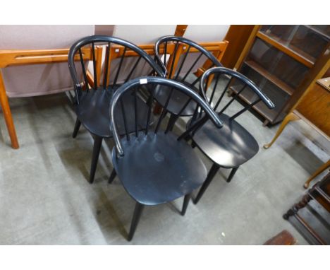 A set of four Ercol style painted chairs 
