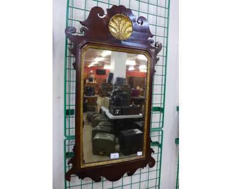 A George II mahogany and parcel gilt framed mirror, 80cms h 