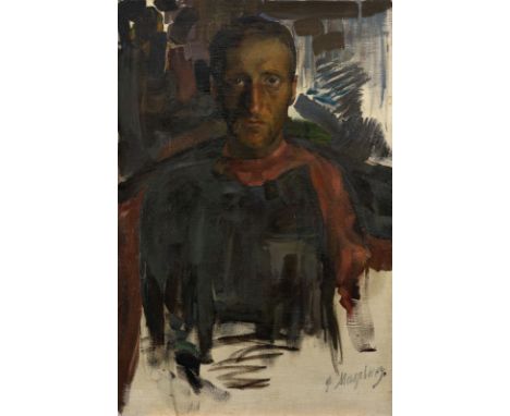 * MALIAVIN, PHILIPPE (1869-1940) Portrait of a Man, possibly the poet Nikolai Gumilev , signed. Oil on canvas, 107 by 72 cm. 