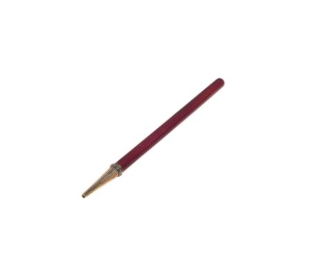 * A Fabergé Jewelled Gold-Mounted and Guilloché Enamel Pencil MAKER’S MARK OF ANNA RINGE, SAINT PETERSBURG, 1908–1917, 88 STA