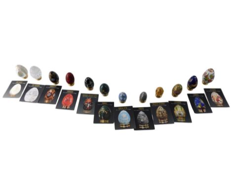 A quantity of porcelain eggs, produced by Franklin Mint, The Collector's Treasure of Eggs, etc.