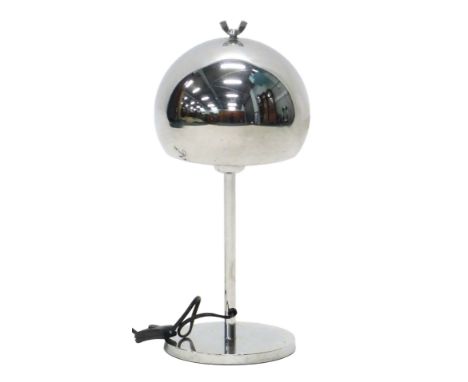 A 1970s/80s chrome plated lamp, with mushroom shaped shade, circular base, 42cm high. WARNING! This lot contains untested or 