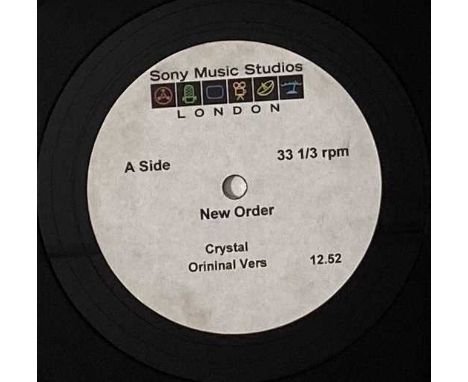 NEW ORDER - CRYSTAL - 12" ACETATE. A wonderful acetate from 2001. With the A-Side featuring the Digweed &amp; Muir 'Bedrock' 