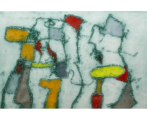 Robert Jacobsen (1912-1993) Turquoise composition 59/80, signed and numbered in pencil (in the margin) etching and aquatint 4