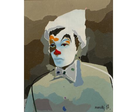 Raymond Moretti (1931-2005) Portrait of a clown, 1958 signed and dated (lower right) oil on canvas 79cm x 65cm.
