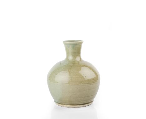 Trevor Corser (1938-2015) at Leach Pottery  Vase celadon glaze impressed potter's and pottery seals 24cm high.