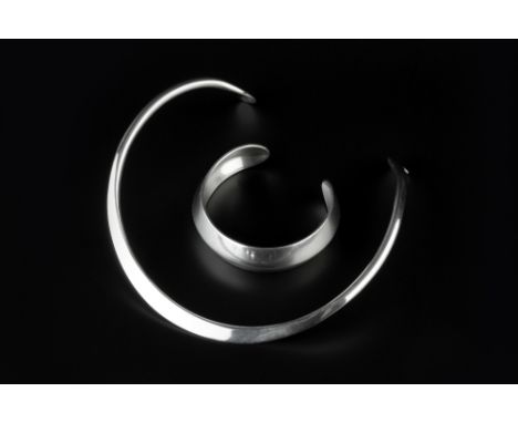 Christian Veilskov (Danish, fl. 1963 - 1986) Torque collar necklace  signed and stamped 'Sterling 925S' and torque bangle  pa