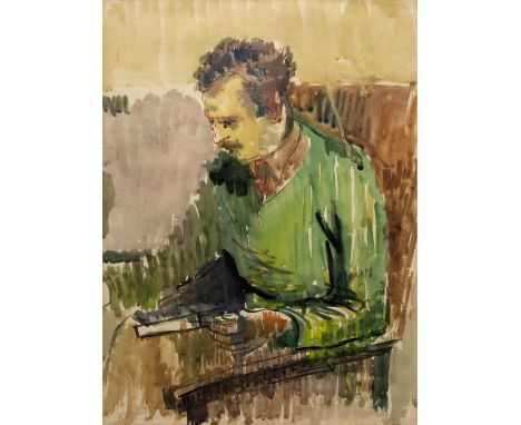 Clifford Fishwick (1923-1997) Portrait of Jack Pender, circa 1947 studio stamp (to reverse) watercolour 37cm x 27cm.