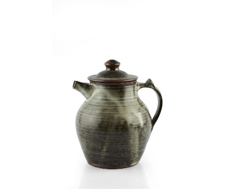 Michael Cardew (1901-1983) at Abuja Pottery Coffee pot running ash glaze impressed potter's and pottery seals 18cm high.