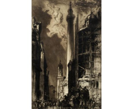 Frank Brangwyn (1867-1956) The Blitz, London signed in pencil (in the margin) etching 73cm x 47cm.