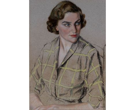 Michael Ford (20th Century) Portrait of a lady, 1955 signed and dated (lower right) pastels 47cm x 34cm.