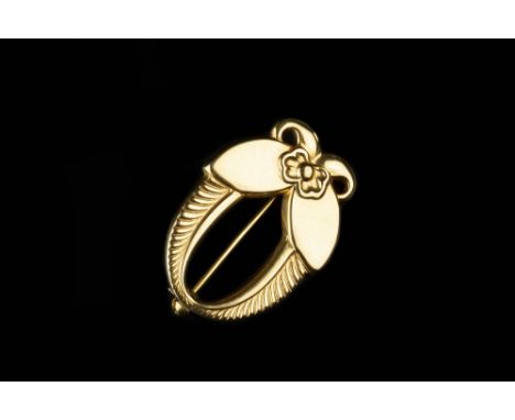 Gundorph Albertus (Danish, 1887 - 1970) for Georg Jensen 18ct gold panel brooch stylised foliate design signed and stamped '7