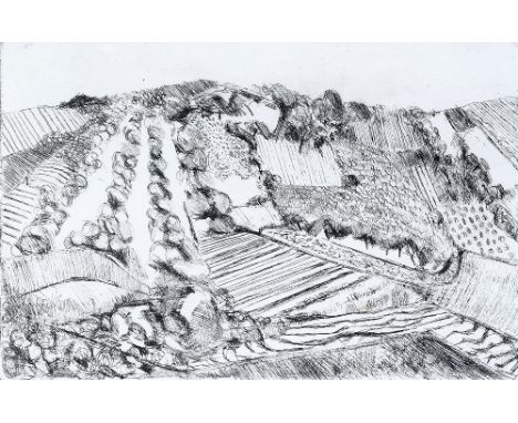 Charlotte Ardizzone (1943-2012)  Landscape signed in ink (lower right) etching 22cm x 31.5cm.