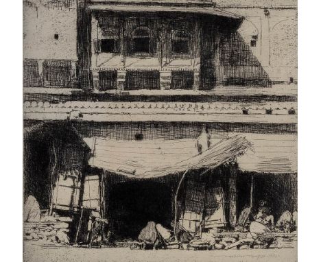 Mortimer Luddington Menpes (1855-1938)  Indian street scene, 1914 signed in pencil (in the margin), and inscribed 'To Pamela'