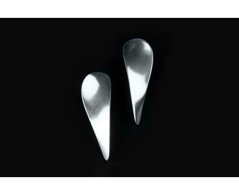 Nanna Ditzel (Danish, 1923 - 2005) for Georg Jensen Earrings  abstract panel design with screw-back fittings signed and stamp