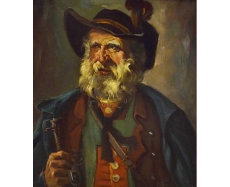 Naver - Oil on board - Portrait of a gentleman, signed lower right, 60cm x 54cm, gilt framed